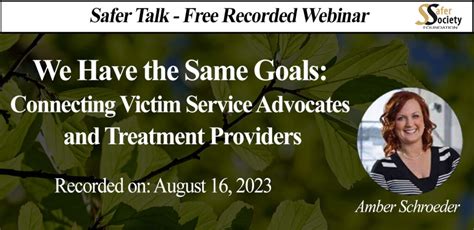 Webinar We Have The Same Goals Connecting Victim Service Advocates And Treatment Providers
