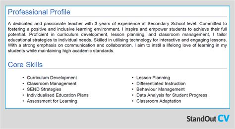 Teacher Cv Examples Guide Cv For Teaching Job Application Download