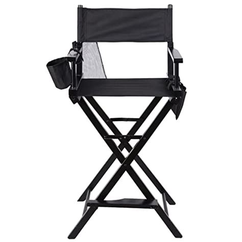 Black Heavy Duty Folding Directors Chair With 2 Storage Side Bags