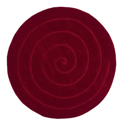 A plane curve generated by a point moving around a fixed point while constantly receding from or approaching it. Spiral Red Circle | Think Rugs