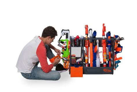 Officially marketed as nerf blasters, nerf guns are toy weapons made by hasbro that fire foam darts or, in some cases, foam balls. Nerf Elite Blaster Gun Rack Organizer plus Shelving