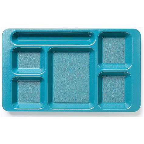 Cambro Teal 2x2 Polycarbonate 6 Compartment Cafeteria Trays 24pk