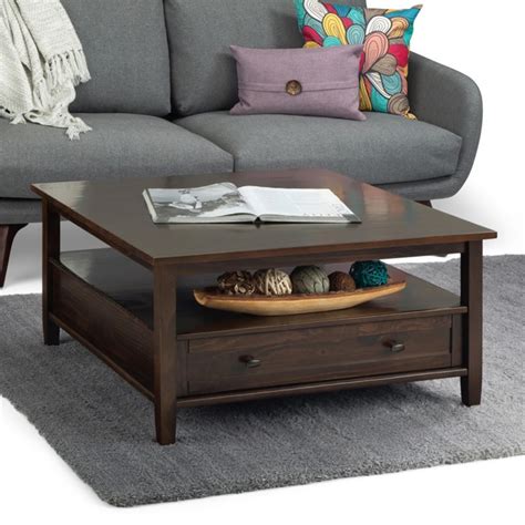Walmart has the simpli home sawhorse coffee table in dark chesnut brown for a low $72.88 free shipping also available on amazon. Simpli Home Warm Shaker 36" Square Storage Coffee Table in ...