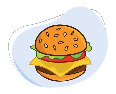 Vector De Dibujos Animados De Comida De Hamburguesa Icono De Hamburguesas Ilustración De