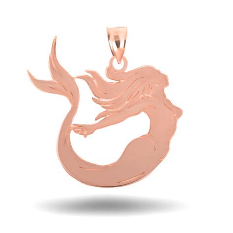 Rose Gold Engravable Sea Mermaid Ocean Pendant Necklace Factory