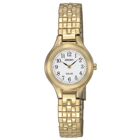 Seiko Ladies White Dial Gold Tone Solar Expansion Watch Sup102