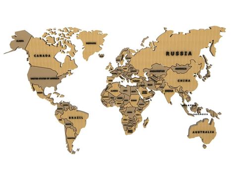 World Map With Country Names 3d Model Cgtrader