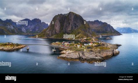 Aerial View Of Hamnoy Fishing Village In Norway Stock Photo Alamy