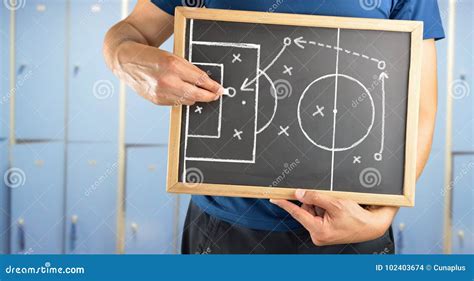 Soccer Tactics Drawing On Chalkboard Stock Photo Image Of Drawing