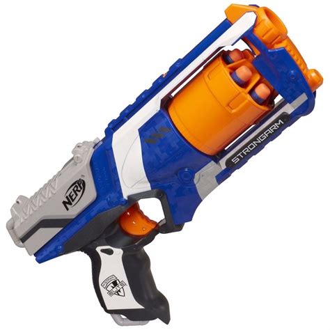 Featuring a targeting scope and adjustable stock, pick out your opponents and snipe them from huge distances! Lançador Nerf N-strike Elite - Strongarm - Hasbro - R$ 98 ...