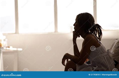 Silhouette Of Woman Thinking Stock Photo Image 21793818