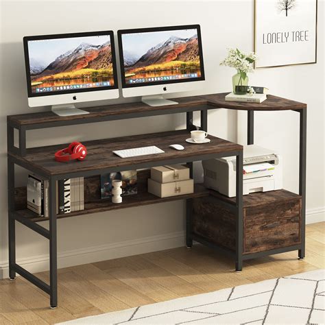 Tribesigns Computer Desk With Hutch And Storage Shelves 63 Industrial