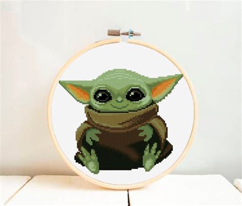 Baby Yoda Cross Stitch Pattern Star Wars Mandalorian Cross Etsy