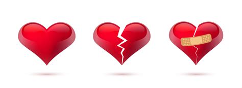 Broken Hearts Vector Set Of Realistic Icons And Symbols Isolated In