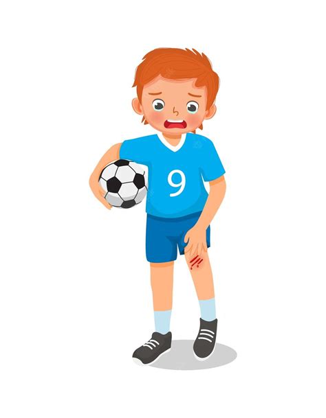 Premium Vector Little Boy Has A Knee Injury Crying Holding His