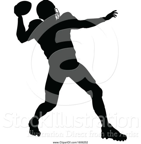 Vector Illustration Of Silhouetted Football Player Throwing By