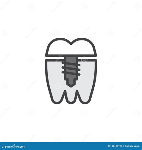 Icono Llenado Diente Del Esquema Del Implante Dental Ilustración Del