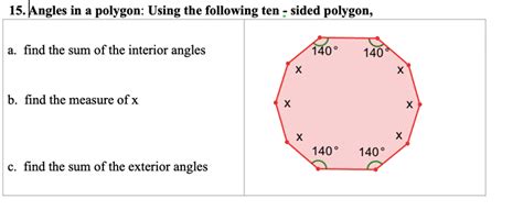 Get Answer Angles In A Polygon Using The Following Ten Sided