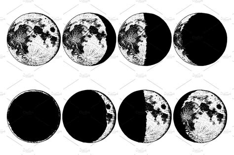Moon Phases 8 Steps Astronomy Set Moon Phases Moon Phases Drawing