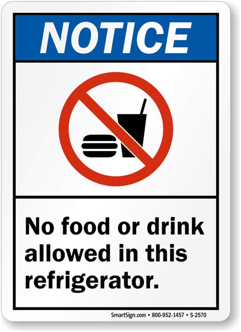 Osha Notice Safety Sign No Food Or Drink Allowed In This 55 Off
