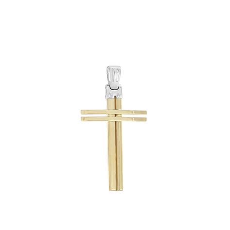 London Collection 14k Yellow Gold Double Bar Cross Pendant