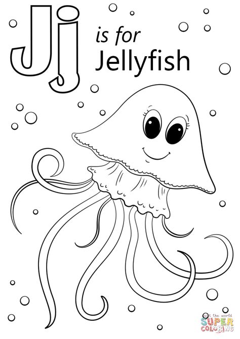Letter j worksheets, flash cards, coloring pages. Letter J is for Jellyfish | Super Coloring | Abc coloring ...