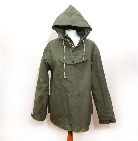 Vintage 1970s Military Green Canvas Anorak Vintage Green Etsy