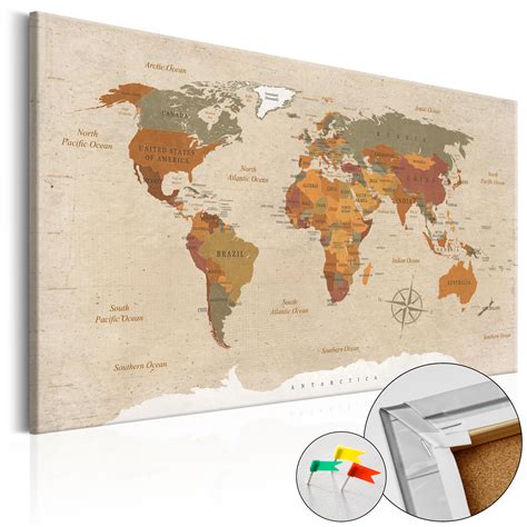 Kork Pinnwand Weltkarte Wandbilder Landkarte Leinwand ...
