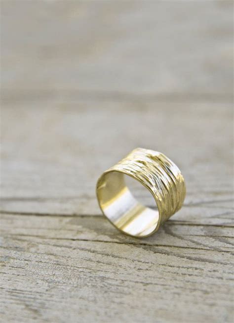 Wedding Band Wide Gold Wedding Band 14k Solid Gold Wave Etsy