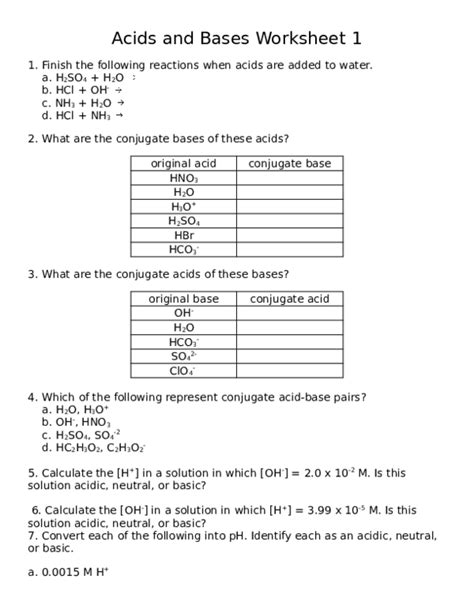 Acids and bases other contents: (DOC) Acids and Bases Worksheet 1 | Juli Yanti - Academia.edu