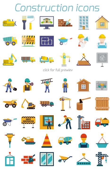 Construction Icons Set By Macrovector Thehungryjpeg