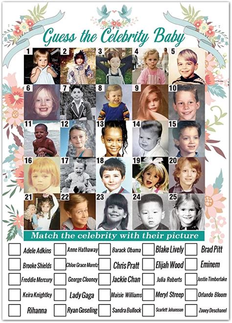 Guess The Celebrity Baby Quiz Printable With Answers Printable Word
