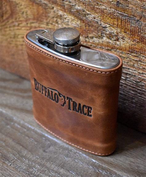 The buffalo trace online gift shop : Buffalo Trace Leather Wrapped Flask