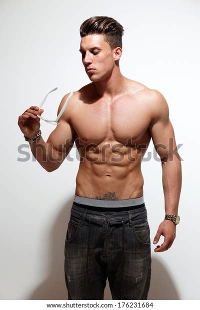 Sexy Portrait Very Muscular Shirtless Male Stock Photo 176231684