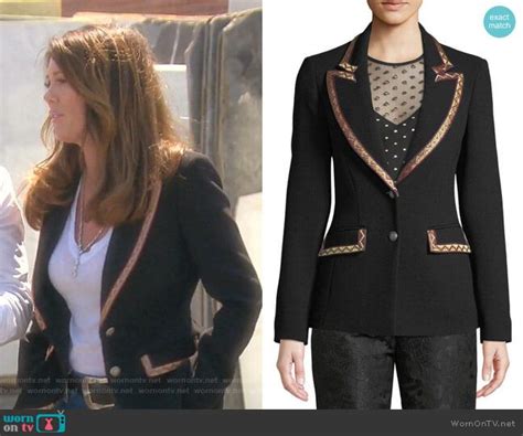 Lisas Black Blazer With Embroidered Trim On The Real Houewives Of Beverly Hills Outfit Details