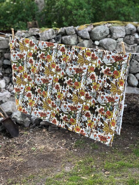 Scandinavian Fabric Designed In Sweden Autumn Floral Print Cotton