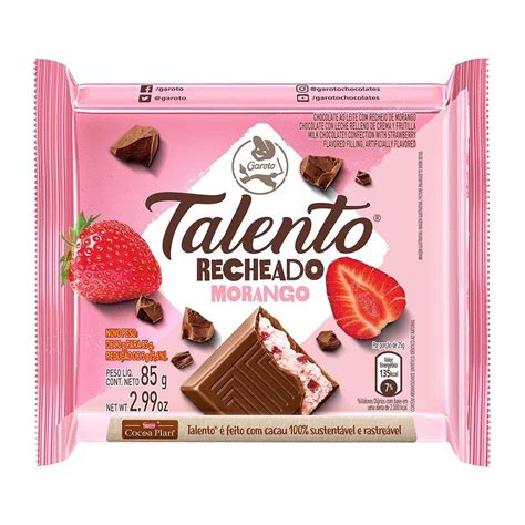 Comprar Barra De Chocolate Talento Recheado Morango 85g