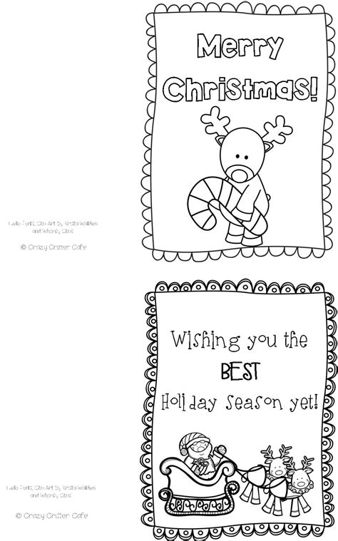 Crazy Critter Cafe Freebie 3 Color Your Own Christmas Cards