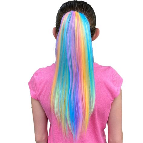 Pastel Rainbow Hair Extensions For Kids Unicorn Party Highlights Colo