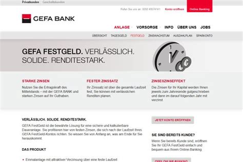 Die gefa bank verspricht gute zinsen für das tagesgeld. GEFA Bank Festgeldkonto - festgeldexperte.com