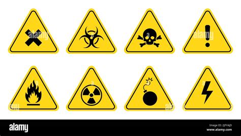 Danger Warning Sign Icon Set Poison Toxic Biohazard Caution Sign