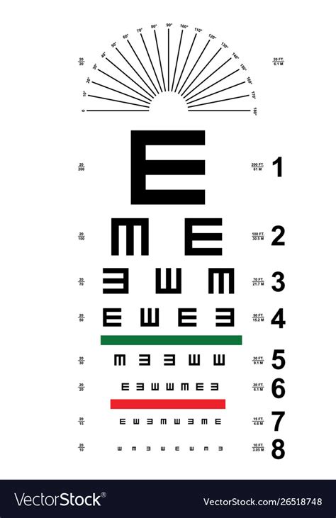 Tumbling E Eye Chart Snellen E Eye Chart Vector Image