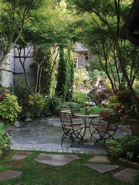 A Stone Patio Shaded By Trees Is An Ideal Outdoor Setting