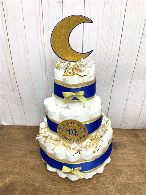 Love You To The Moon And Back Diaper Cake Diaper Cake Star Etsy