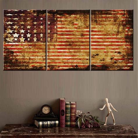 American Flag Wall Decor Patriotic Pictures Grunge Stars