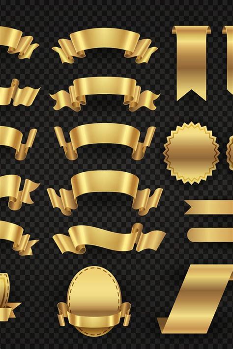 Wrapping Gold Banner Ribbons Elegant Golden Design Elements 862932