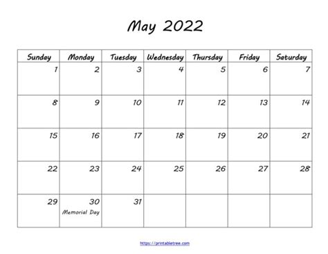 May 2022 Calendar Printable Pdf Templates With Holidays