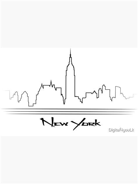 New York Skyline Line Art Poster For Sale By Digital4youlk Redbubble