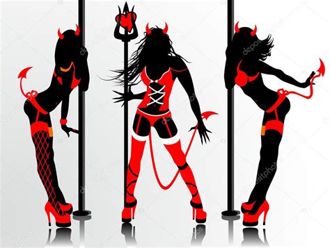 Womens Vector Silhouettes In Devils Erotic Suits — Stock Vector © Elenabessonova 36215135