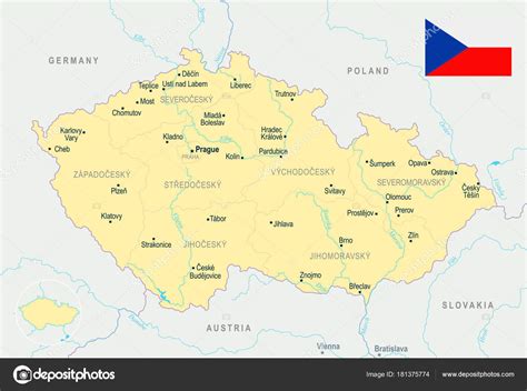 Czech Republic Map Detailed Vector Illustration Stock Vector By